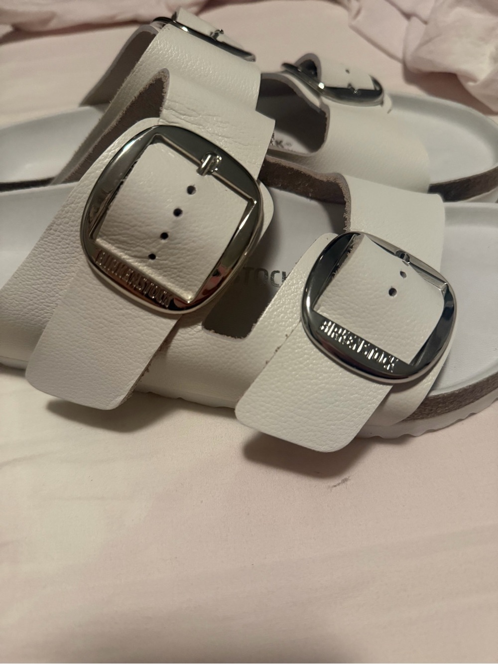 Birkenstock Arizona Big Buckle Sandal - White with Silver Buckles - Picture 3 of 5